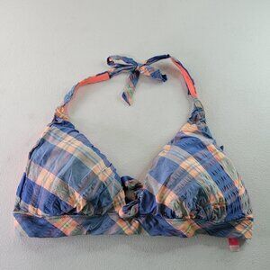 Victoria's Secret Plaid Halter Tie Strap Swimwear Padded Bikini Bra Large Women